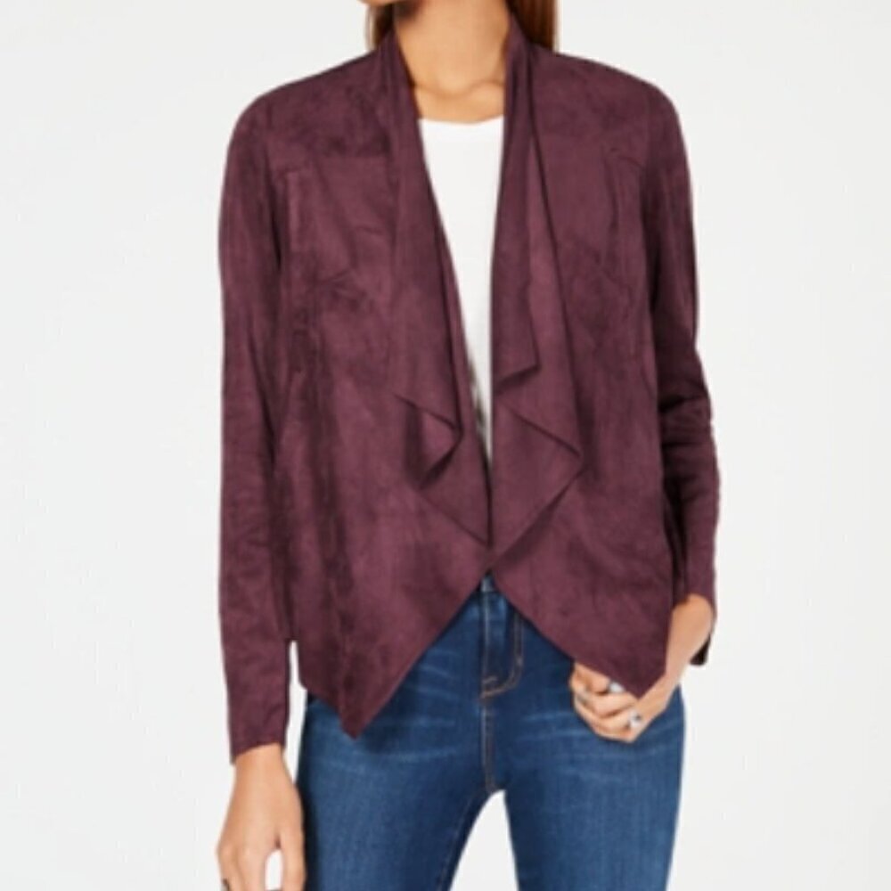 Kut from the Kloth Tayanita faux suede jacket coat burgundy wine waterfall new S